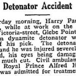 Detonator accident, Victoria Street, Glebe Point, 30 November 1919.